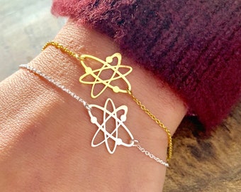 Big Bang Theory Silver Atom Bracelet For Women, Dainty Gold Atom Jewelry - Minimalist Science Bracelet To Gift For Her 2