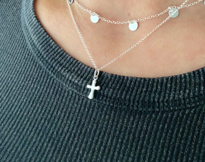 Dainty Necklace For Women - Minimalist Silver Cross Jewelry To Gift For Her - Tiny Religious Pendant Necklace