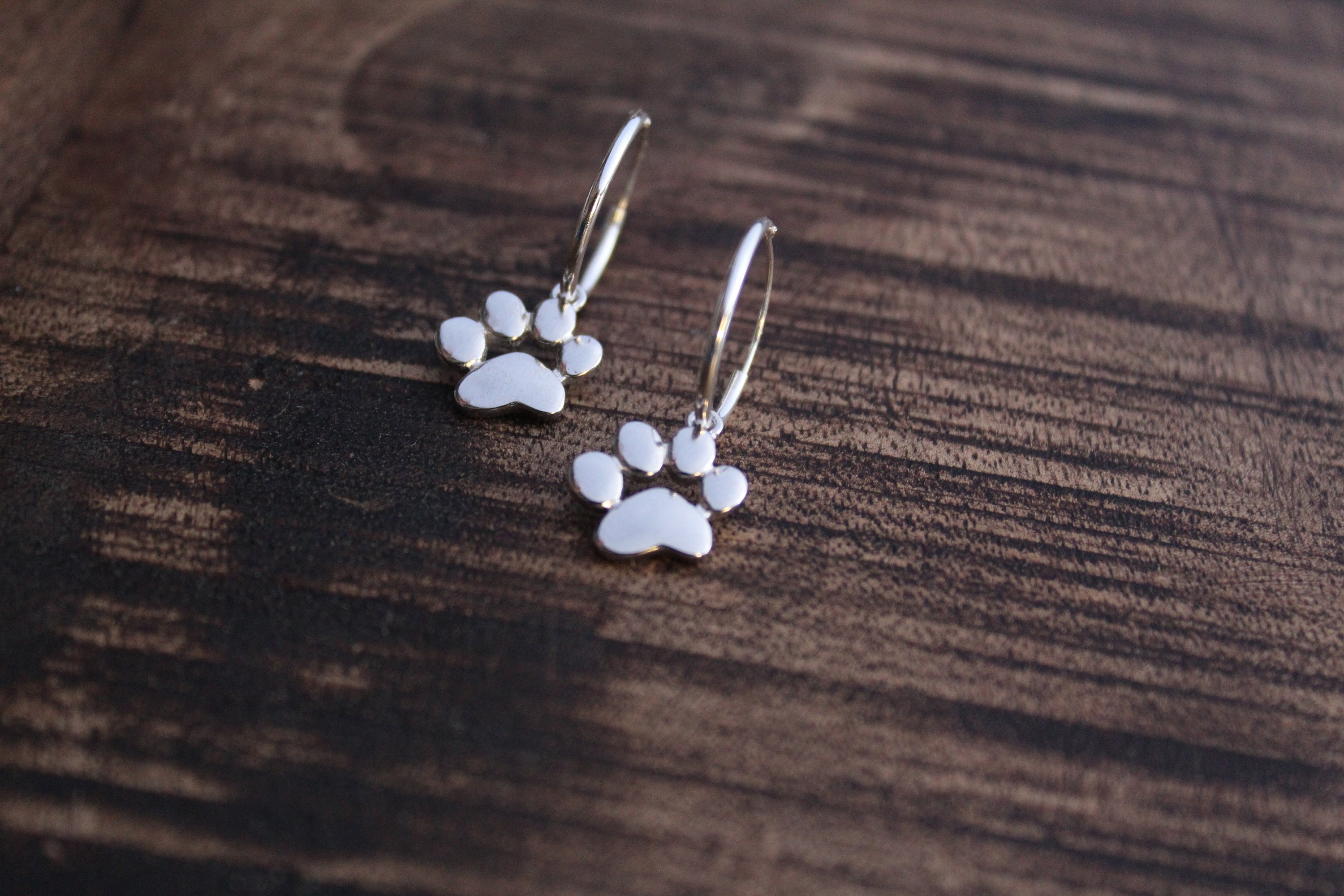 Dog Paw Print Earrings Hoop Earrings Dainty Earrings Hoop Etsy