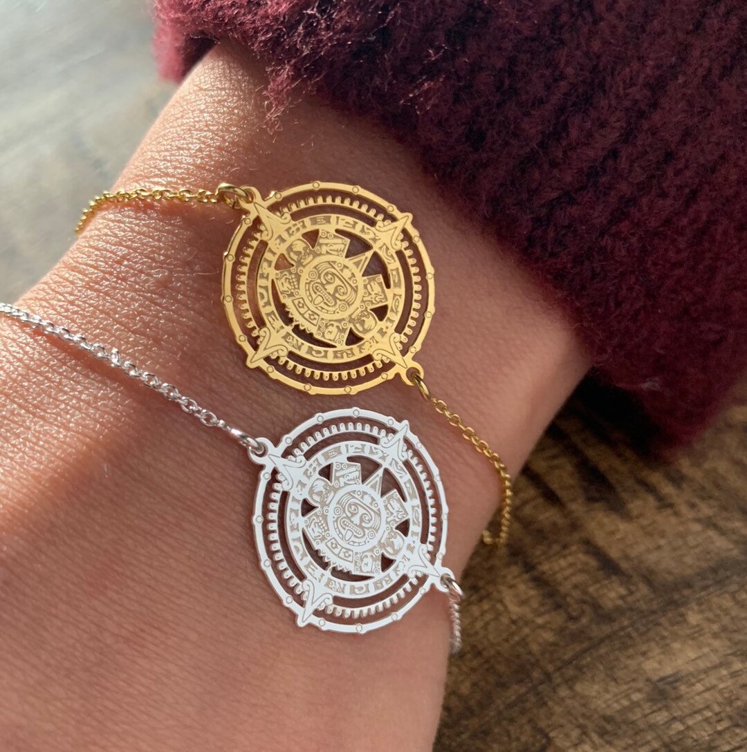 Sterling Silver Mayan Calendar Bracelet for Women Mayan Etsy