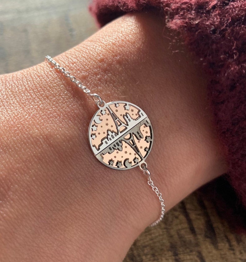 Travel Bracelet Sterling Silver Paris Skyline Bracelet For Women Travel Jewelry Silver Bracelet Paris Jewelry Skyline Bracelet
