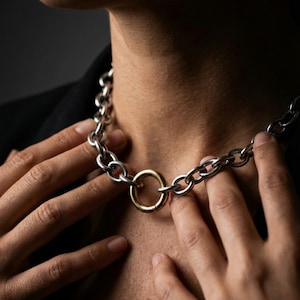 Grovt halsband i rostfritt stål för kvinnor - 10 mm länk - Anti-mattningsmedel, bleknar aldrig