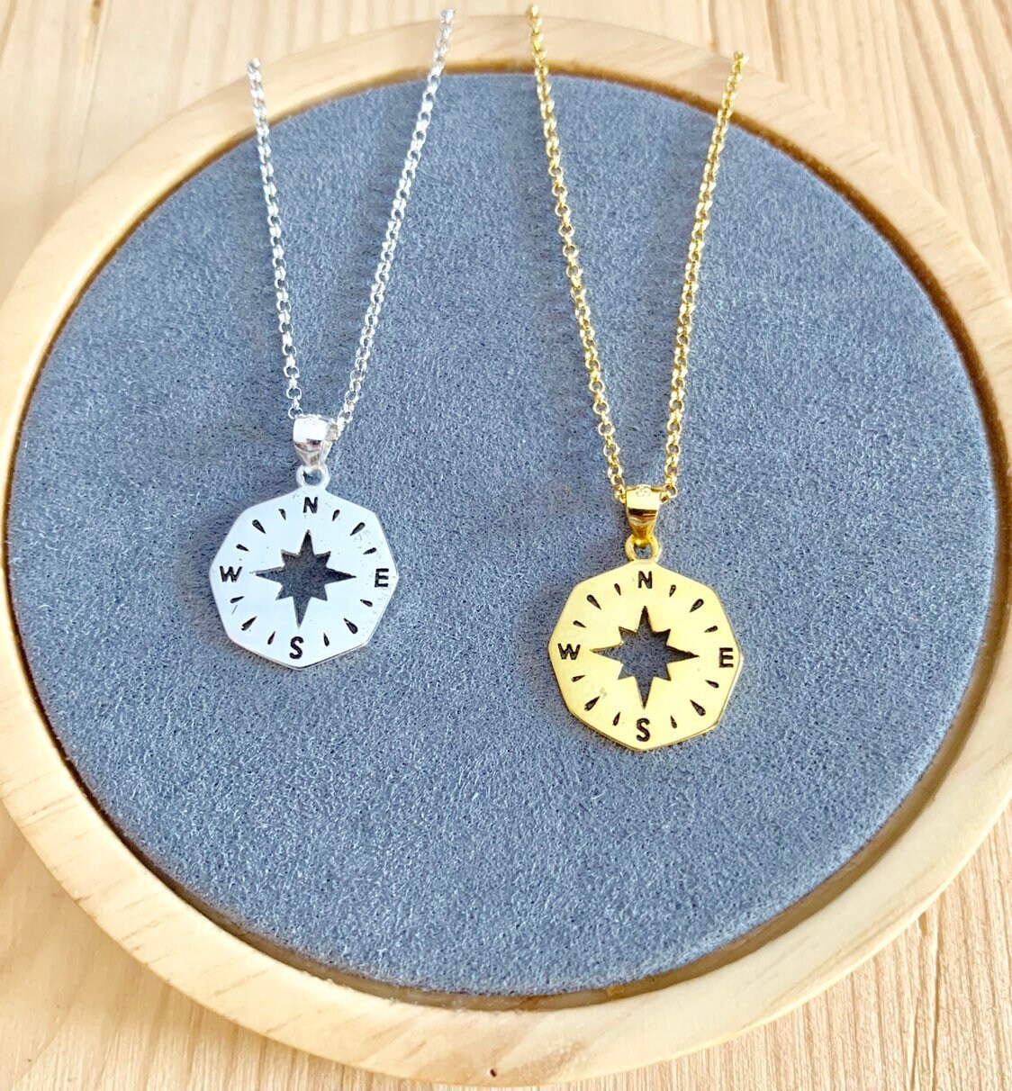 Gold Compass Charm Necklace For Women Dainty Compass Jewelry