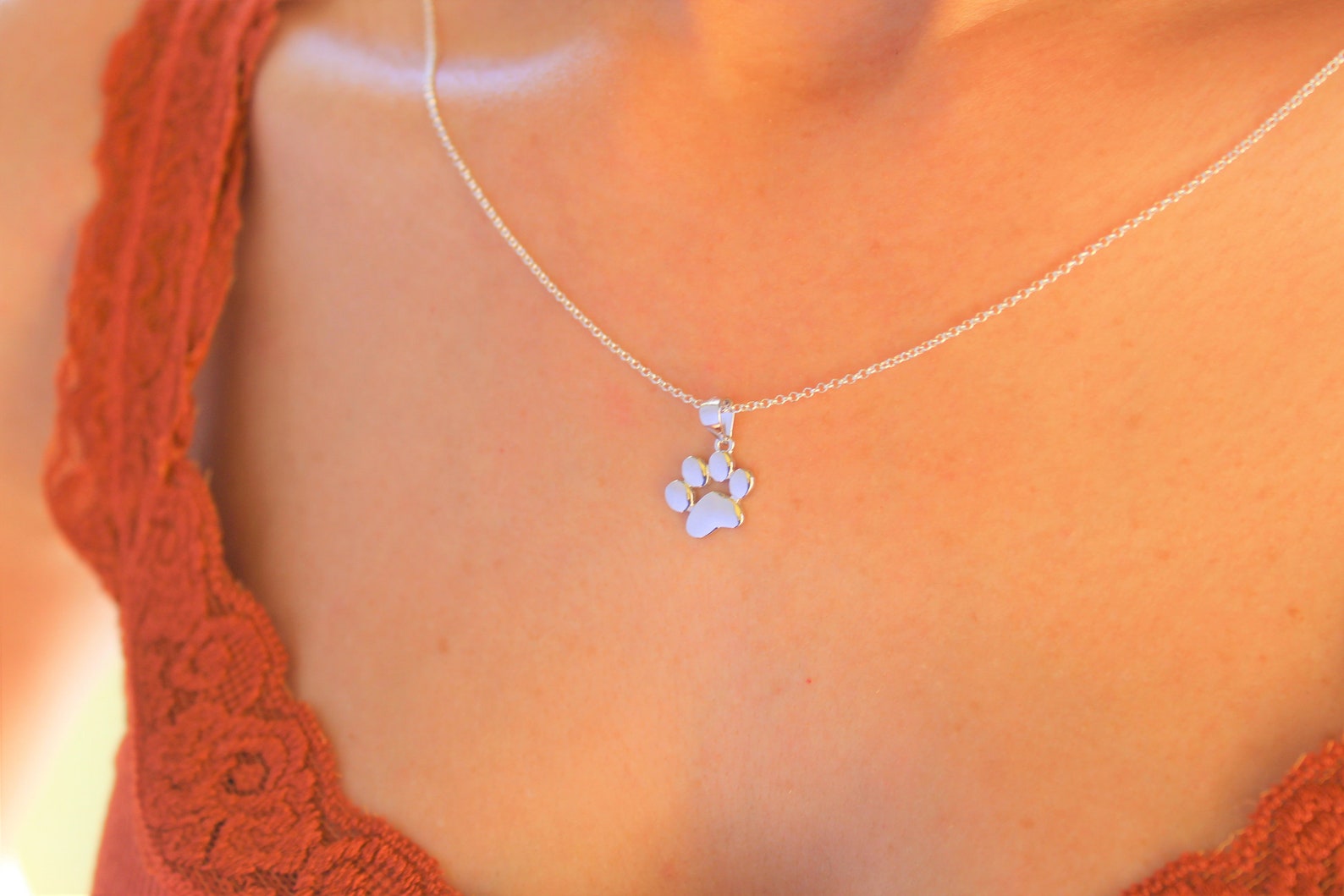 Dog Paw Print Necklace Paw Print Necklace Paw Necklace Dog Etsy