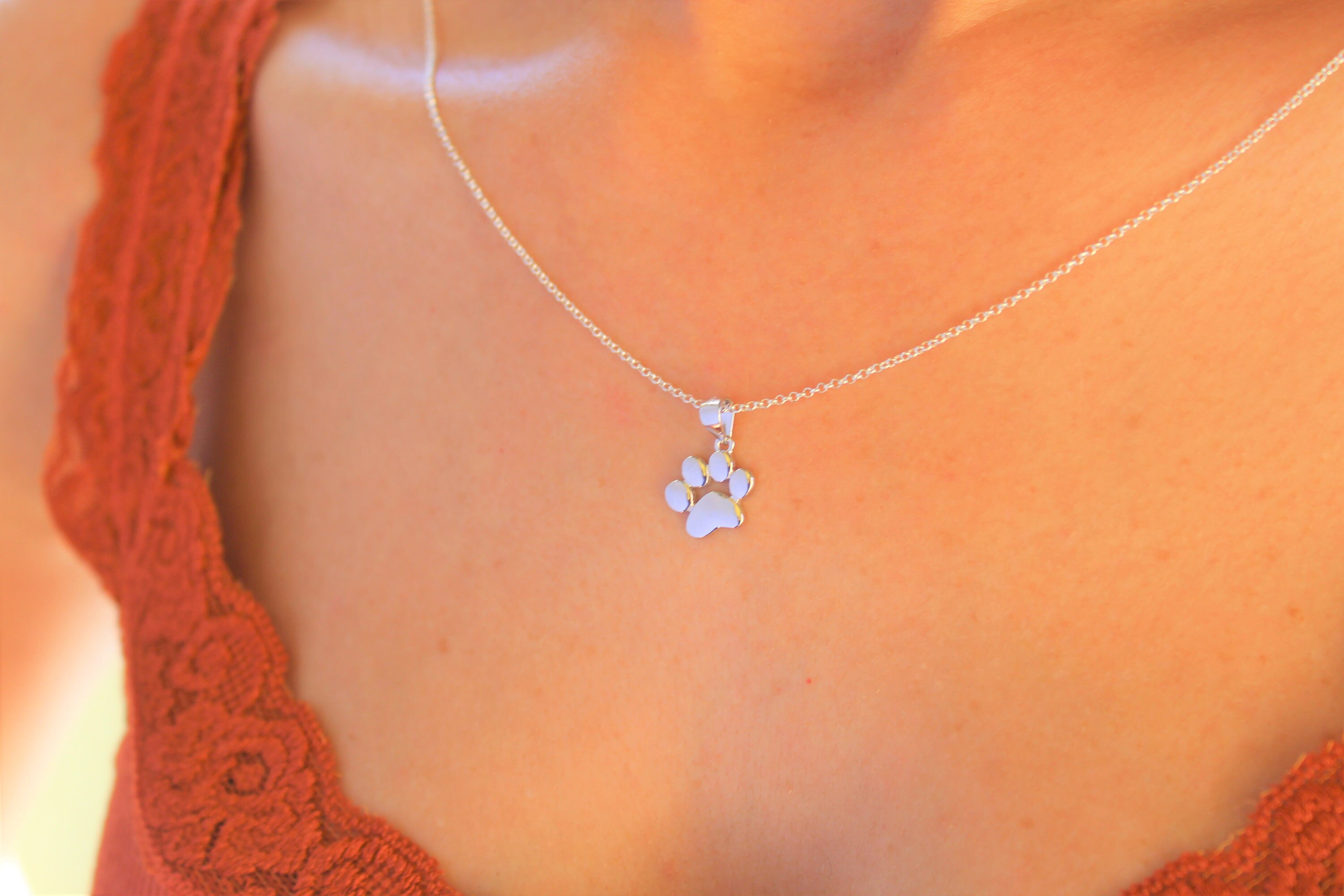 Dog Paw Print Necklace Paw Print Necklace Paw Necklace Dog Etsy