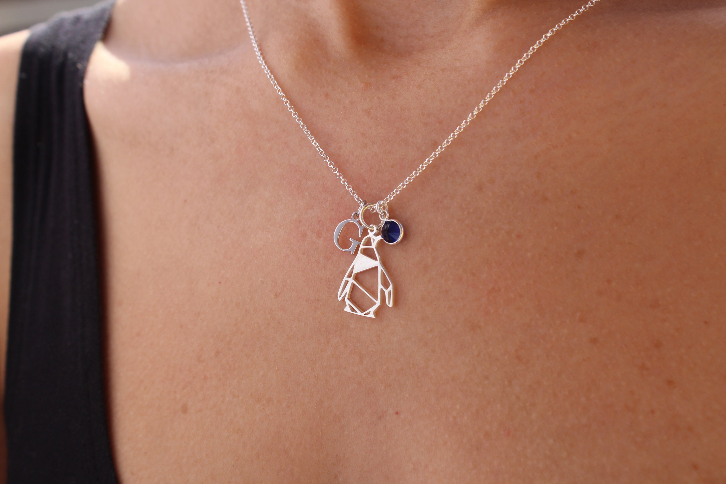 Silver Penguin Charm Necklace for Women Dainty Personalized Etsy
