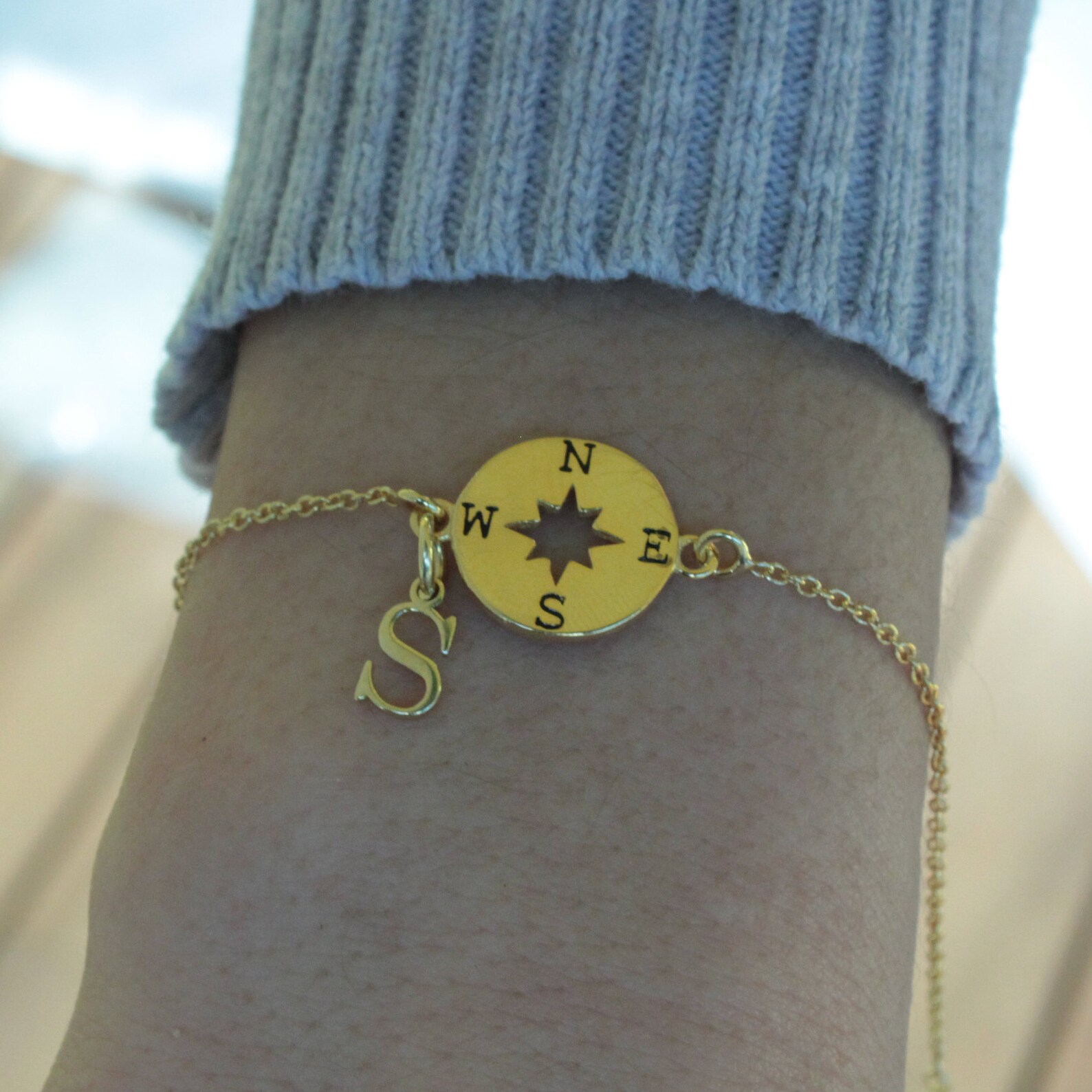 Compass Bracelet Initial Bracelet Bracelets for Women Etsy