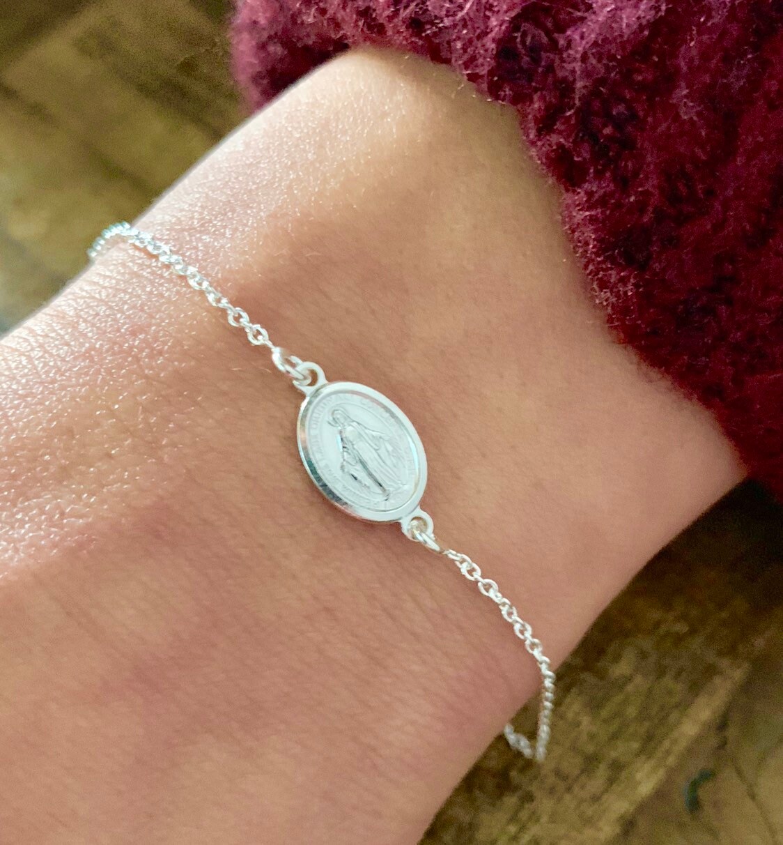 Gold Virgin Mary Charm Bracelet for Women Sterling Silver Etsy