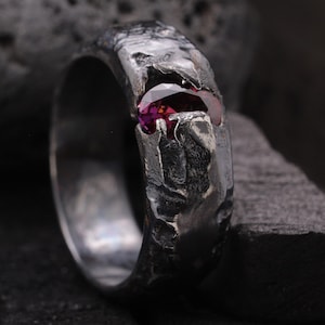 Unique ring, sand casted ring, rustic ring, ring for him
