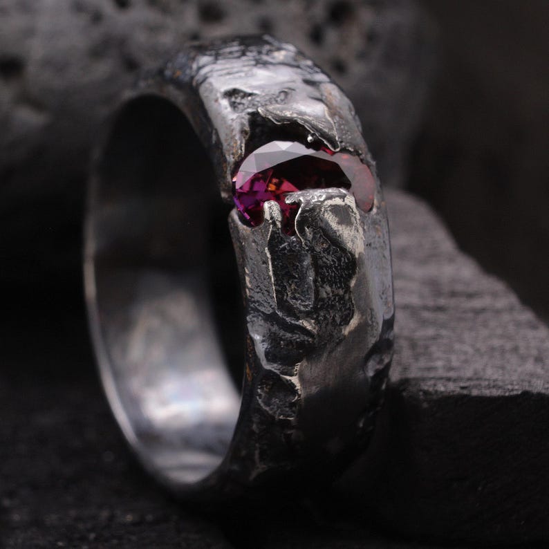 Unique ring, sand casted ring, rustic ring, ring for him