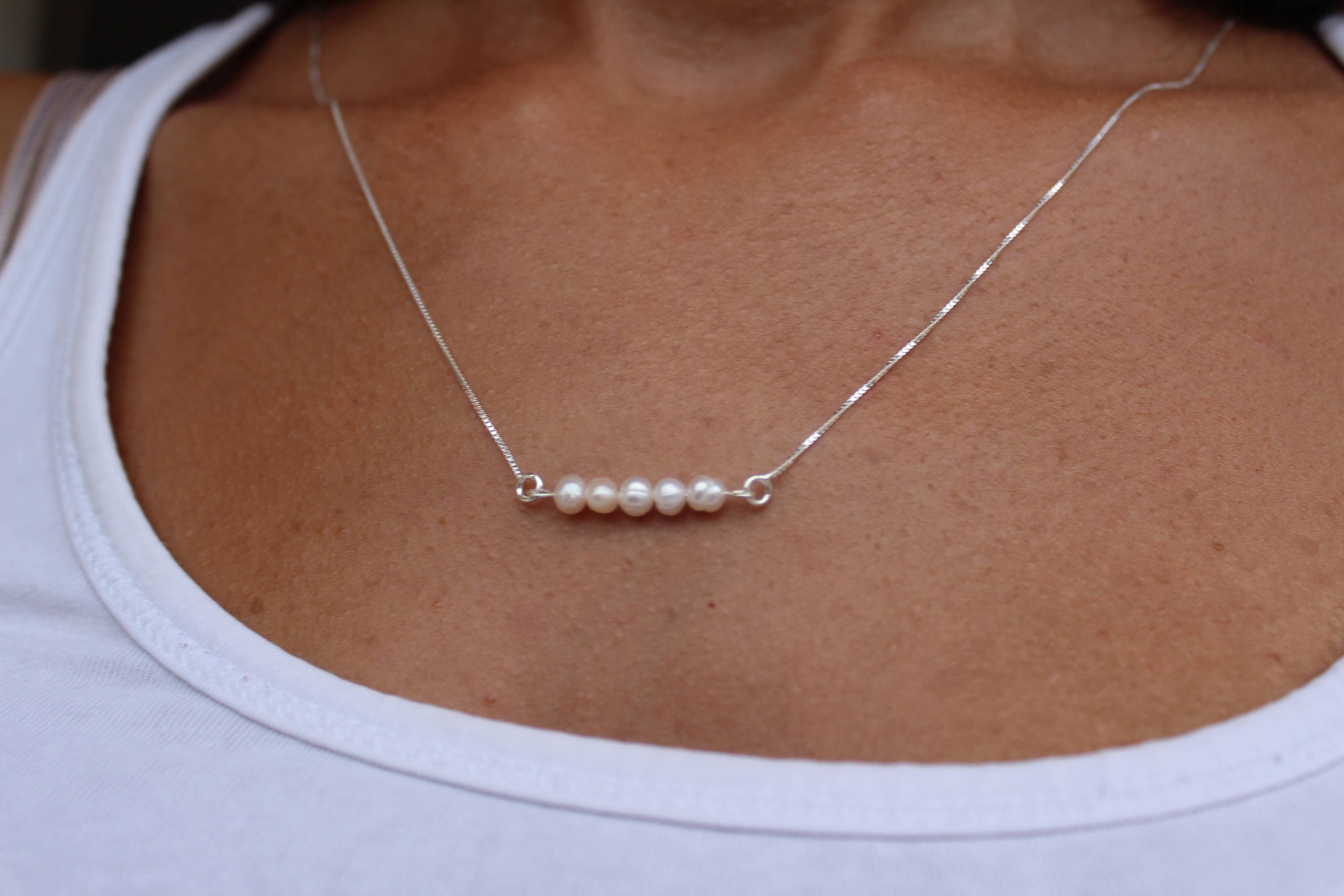 Pearls Necklace, Dainty Necklace, Pearl Necklace, Gold Necklace, Bridesmaid Necklace, silver 