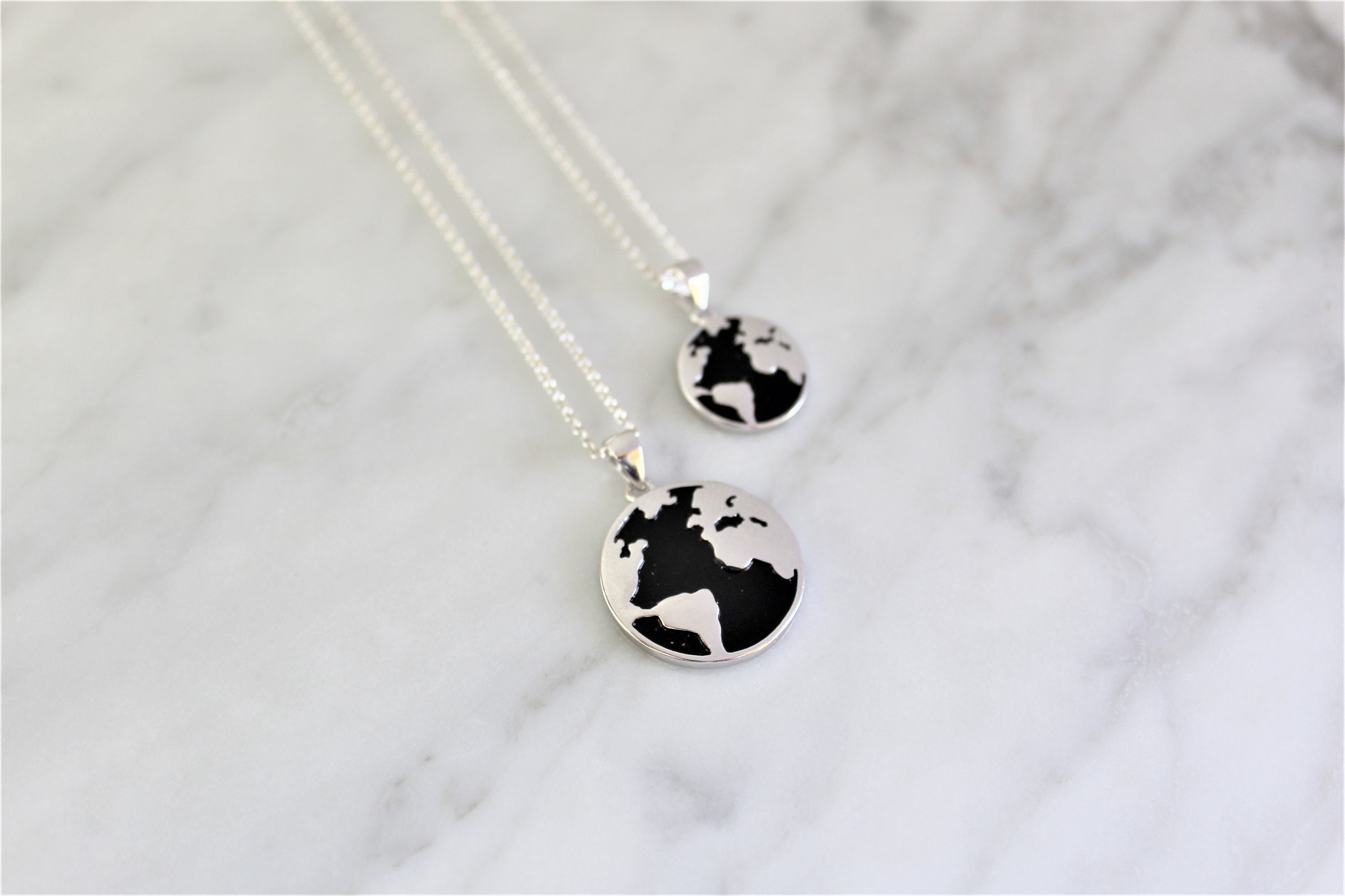 World Necklace Globe Necklace World Map Necklace Travel Etsy