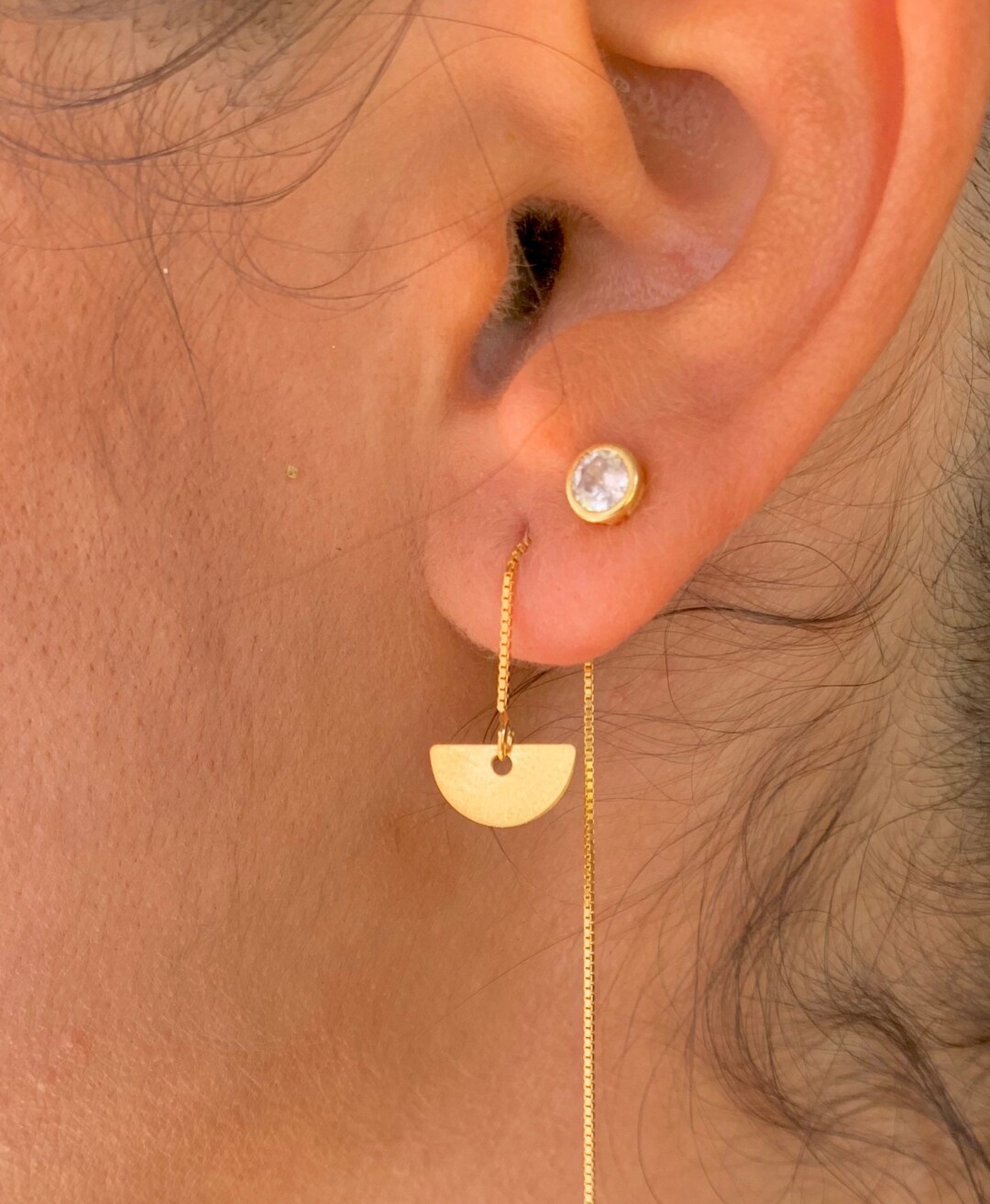 Geometric Earrings Gold Charm Earrings Threader Earrings Etsy