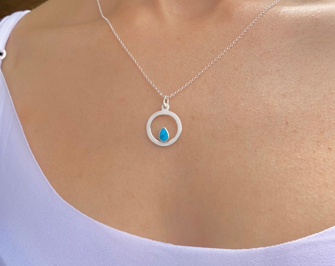 Circle Necklace, Silver Necklace, Turquoise Necklace, Necklaces For Women, Geometric Necklace, Turquoise Jewelry, Circle Jewelry