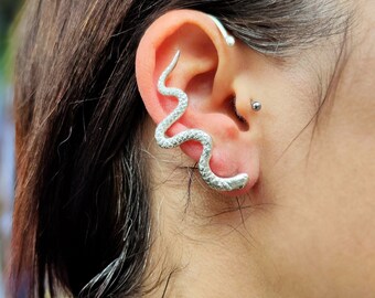 Snake ear cuff - snake earrings - snake earring - sterling silver earring -  snake climber - big snake earring - snake cuff