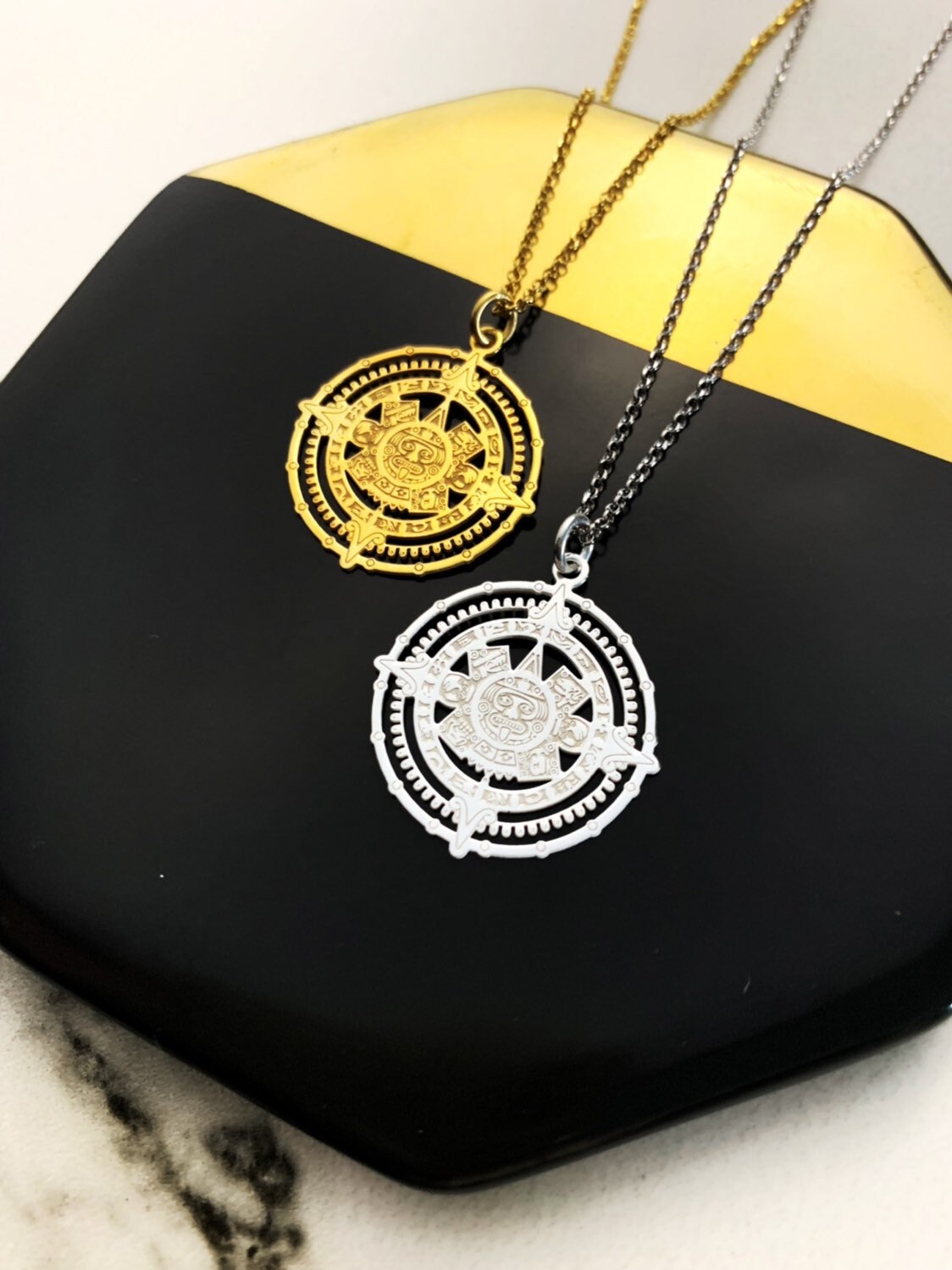 Sterling Silver Mayan Calendar Necklace For Women Mayan Jewelry 