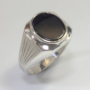 Anillo para hombre de ónix negro de calidad hecho a mano vintage de plata de ley.