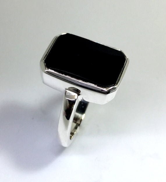 Sterling Silver Black Onyx Vintage Ladies Ring Etsy