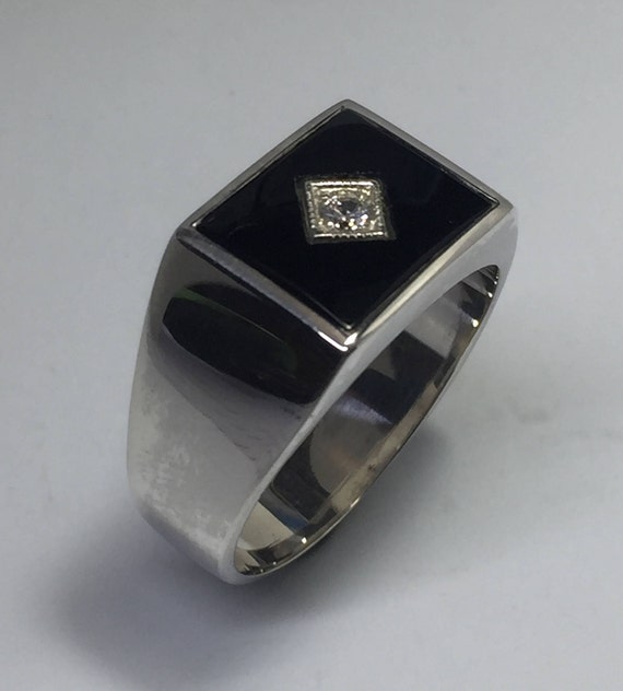 Sterling Silver Black Onyx and Diamond or Cz Hand Crafted Quality