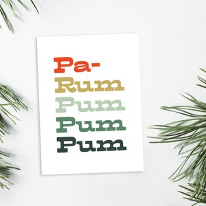 Pa Rum Pum Pum Pum - Holiday Cheer Retro Typographic Greeting Card (Little Drummer Boy)