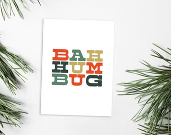 Bah Humbug - Holiday Cheer Retro Typographic Greeting Card (Scrooge)