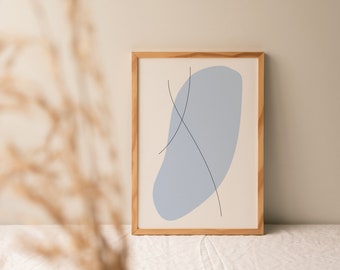 Pastel blue abstract wall art | printable minimalist line art | neutral home decor | muted colours scandi prints | digital download