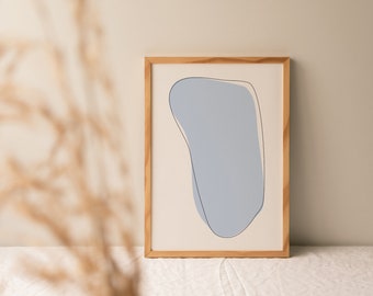 Pastel blue abstract wall art | minimalist line art | muted colours scandi prints | home decor in neutral tones | digital download