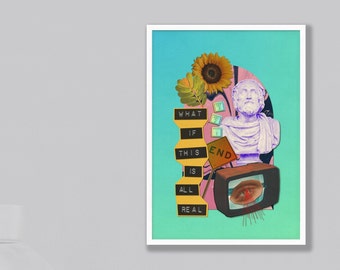 Ästhetische Collage Wandkunst | druckbares esoterisches Poster | abstrakte retro moderne Drucke | pastell y2k vintage Dekor | psychedelisches Kunstwerk aus den 2000er Jahren