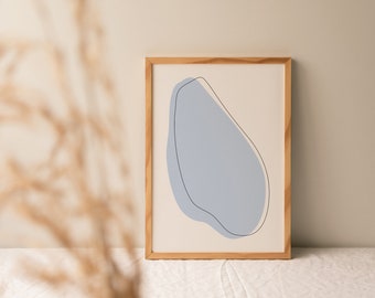 Pastel blue abstract wall art | printable neutral home decor | digital download prints | muted colours scandi prints | minimalist line art