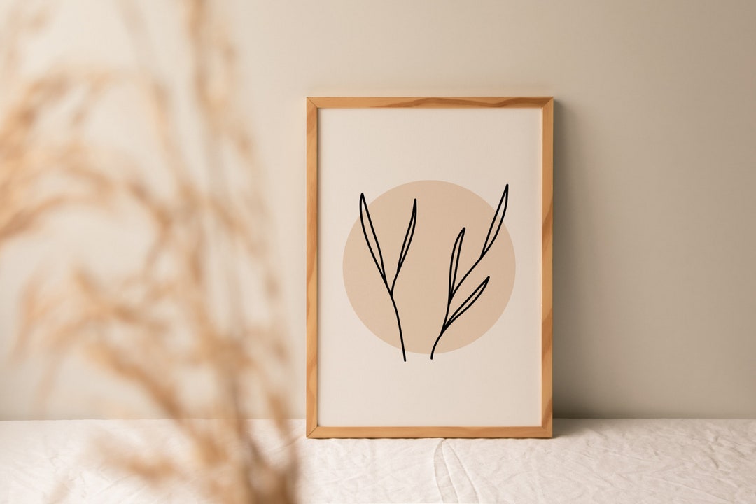 Beige Line Art Botanical Printable Neutral Nude Home Decor - Etsy