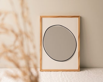 Grey circle abstract home decor | printable contemporary scandi wall art | neutral printable | minimalist line art poster | digital download