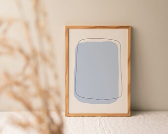 Pastellblaue abstrakte quadratische Wandkunst | druckbare neutrale Wohnkultur | gedämpfte Farben scandi Drucke | minimalistische Linienkunst | digitaler Download