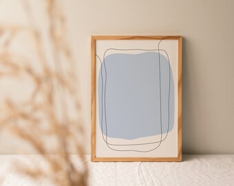 Pastel blue abstract wall art | printable neutral home decor | muted colours scandi prints | minimalist line art | digital download