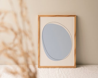 Pastel blue abstract circle wall art | muted colours scandi prints | neutral home decor printables | minimalist line art | digital download