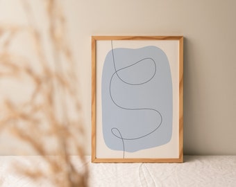 Pastel blue abstract wall art | muted colours home decor | neutral tones scandi prints | printable minimalist line art | digital download