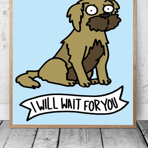 I Will Wait For You - Futurama Episode with Seymour - Fry's Dog - Jurassic Bark - Pet Art - Man's Best Friend - Futurama Print - Loyal Dog