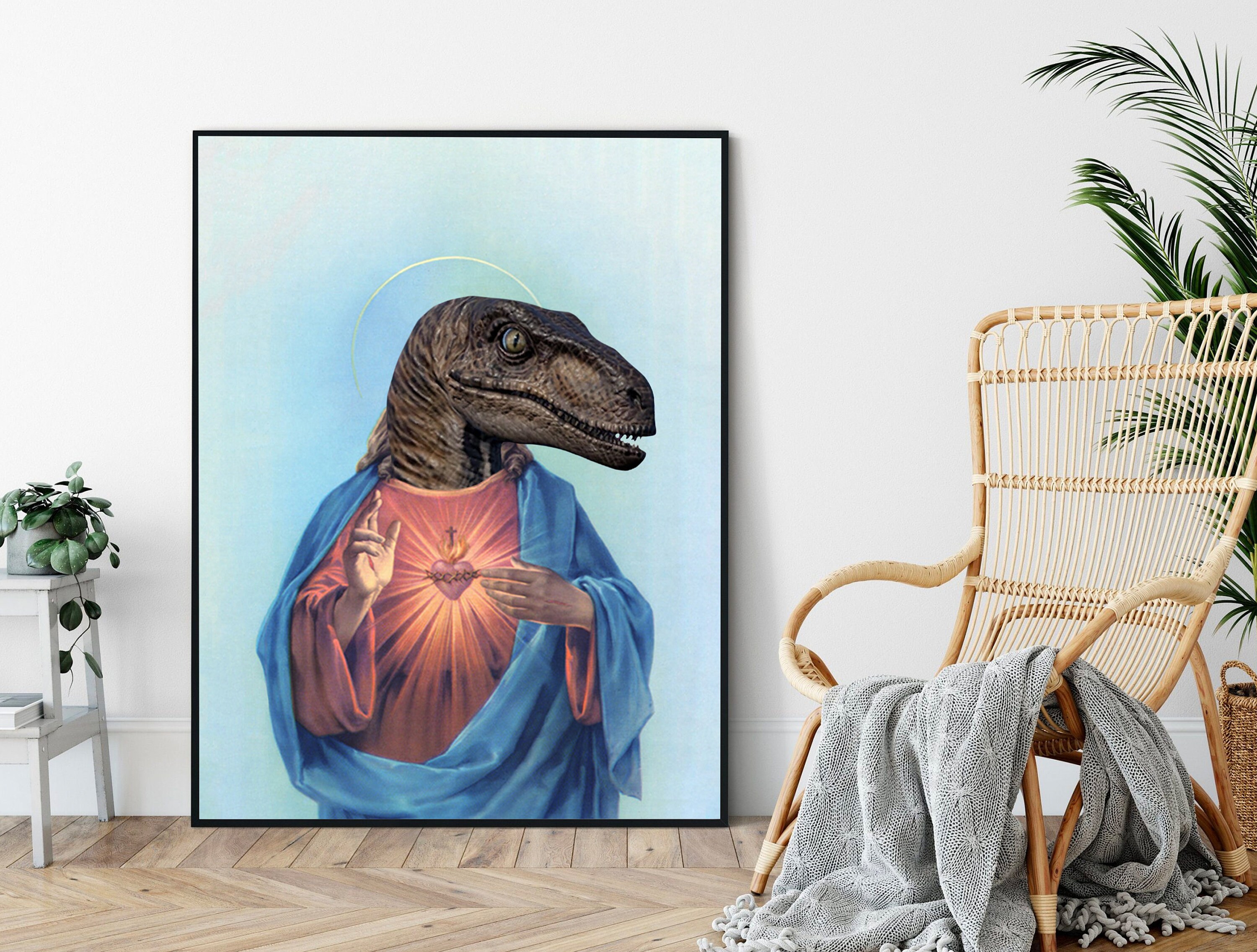 Raptor Jesus Poster Raptor Jesus Print Raptor Jesus Candle Raptor Jesus ...