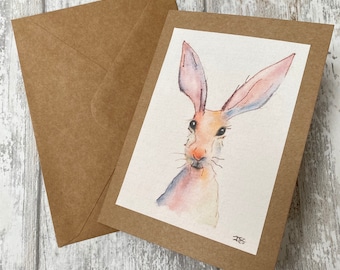Rainbow Hare Card, 7x5 Greeting Card