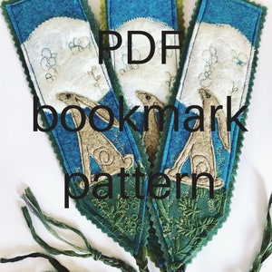 DIY bookmark, Moon Gazing Hare Book Mark PDF pattern, Sewing pattern