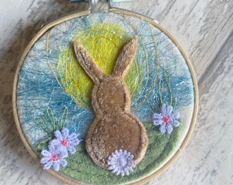 Spring Rabbit Felt Hoop Art
