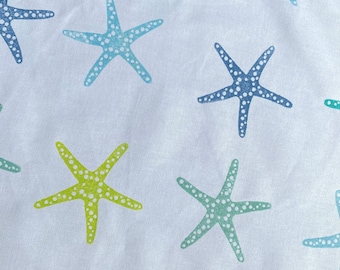Starfish Tea Towel, Block printed beach tea towel