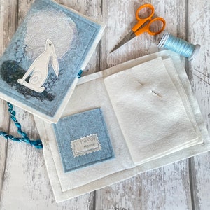 Moon Gazing Hare Needle Case, Felt art needle  book, Embroidery Gift