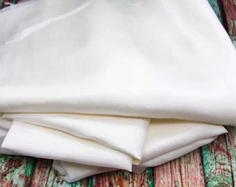 Silk Remnants - Natural White 8 m/m - Pure Habotai Silk - THREE Pieces Assorted Sizes