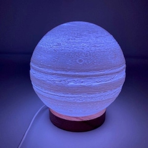 3D Printed Jupiter Lamp with LED Tabletop Lighting - Unique Home Decor