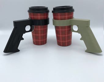 Gun Lover Coffee Cup Holder - Great Gift For Gun Lover - Holds any Disposable Coffee Mug