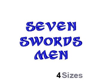 Seven Swordsmen (4 Sizes) - Machine Embroidery Font, Embroidery Design, Embroidery Patterns, Embroidery Files, Instant Download