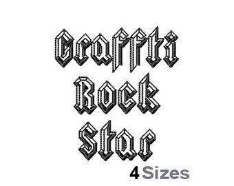 Graffiti Rock Star (4 Sizes) - Machine Embroidery Font, Embroidery Design, Embroidery Patterns, Embroidery Files, Instant Download