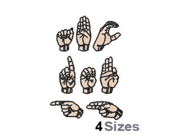 Sign Language Font (4 Sizes) - Machine Embroidery Font, Embroidery Design, Embroidery Patterns, Embroidery Files, Instant Download