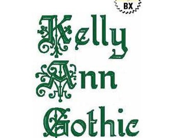 BX Kelly Ann Gothic - Machine Embroidery Font, Embroidery Design, Embroidery Patterns, Embroidery Files, Instant Download