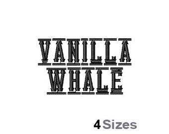 Vanilla Whale (4 Sizes) - Machine Embroidery Font, Embroidery Design. Embroidery Patterns, Embroidery Files, Instant Download